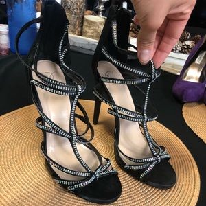 Satin and shine heels